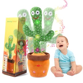 ISTATSO Cactus Toy, Dancing Cactus, Talking Plush Toy, Movable Cactus, Dancing, Recording, Sing, LED Light, 60 English Songs, Imitative Plush Talking Cactus Toy for Kid's Day, Birthday Gift, Christmas