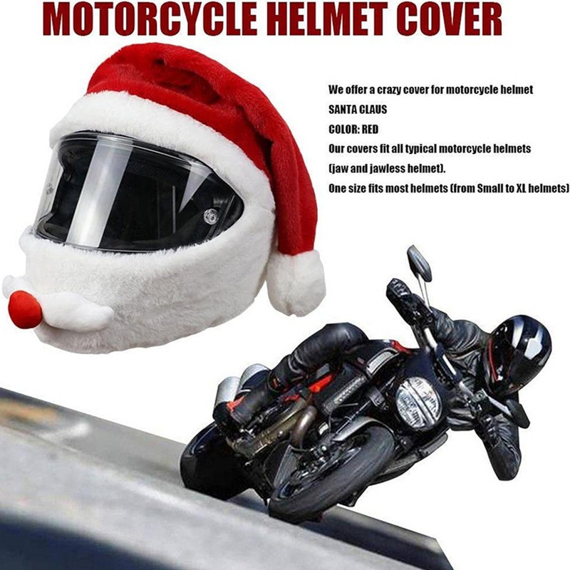 Christmas Helmet Cover Plush Scratch Proof Motorcycle Helmet Hat for