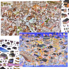 2 Sets DIY Large 3D Vintage House Sticker Scenes with Tweezers Make Your Own Chinese Festival Architectural Scene Stickers Cute Micro Room Stickers for Relief Stress Pass The Time