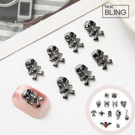Halloween Metallic Zircon Nail Parts Skilleton Cross / 할로윈 메탈릭 지르콘 네일파츠 스킬레톤크로스