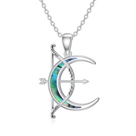 HARMONY BOLA Bow Arrow Necklace 925 Sterling Silver Abalone Shell Arrow Moon Pendant Jewelry Birthday Christmas Gifts for Women