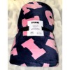 Victoria's Secret Pink Sherpa Blanket Navy Blue Pink Tulip Logo
