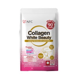 AFC Japan Collagen White Beauty con péptidos de colágeno marino, glutatión y L-cistina (absorción 1,5 veces mejor que otros colágenos) para reafirmar y blanquear la piel (suministro para 90 días)
