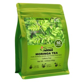 FullChea - Moringa Tea, 50 Teabags - Pure & Natural Moringa Leaves, Cultivated From India - Herbal Tea for Supporting Digestion & Immune System - Non-GMO - Caffeine-free