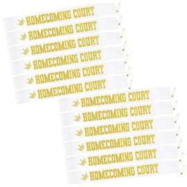 12PCS Homecoming Court Sash Glitter Letter for High School Dance Homecoming Party School Prom King Queen Royalty Graduation Party White Gold