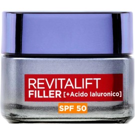 L'Oréal Paris Revitalift Filler Day Cream Deep Revolumizing Anti-Wrinkle Treatment SPF50 Protection with Hyaluronic Acid Micro-Filler - 2 Jars of 50ml