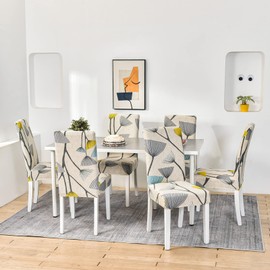 JMYDecor Dining Chair Covers Set of 6,Stretch Printed Removable Washable Chair Slipcovers Seat Protector Cover for Kitchen Dining Room Home Party Hotel Wedding