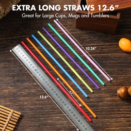 Individually Wrapped [100 Pack] 10.24" High Extra Long Flexible Plastic Straws, Disposable Drinking Straws, Colorful Bendy Straws - Assorted Colors