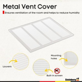 Steinberg14 White Vent Cover 14x10 (Duct Opening) with Mesh - Wall and Ceiling Ventilation Register - HVAC Cold Air Return Grille - 15.75"W x 11.81"H Outer Dimensions