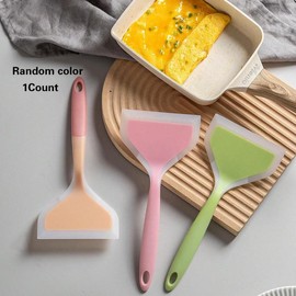 Random Color Silicone Wide Mouth Pancake Spatula, 1 Count Non-stick Pancake Egg Breakfast Spatula, Kitchen Cooking Utensils for Home Dining Room