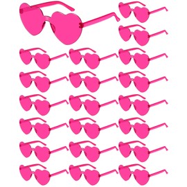 Frienda 20 Pairs Valentine‘s Day Heart Shaped Sunglasses Rimless Candy Color Glasses for Women Men Party Favor