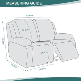 Ruaozz Recliner Sofa Covers Recliner Chair Covers Couch Covers for Reclining Couches with Pockets Washable Furniture Protector with Elastic Bottom (2 Seater, Dark Gray)