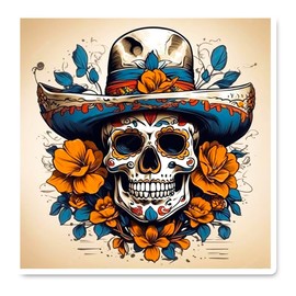Sugar Skull Decor Vinyl Sticker 5 Inches Funny Anime Skeleton Decals for Vehicles Cars Bumper RV Window Adults Laptops Waterbottles Trucks
