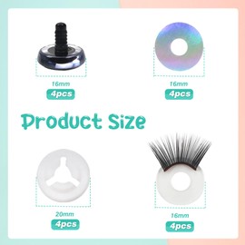 Toaob 16 Pieces 16 mm Silver Doll Eyes Safety Eyes Plastic Craft Eyes Glitter Toy Eyes with Eyelashes and Hard Disc for Crochet Animals Doll Puppet Plush Toy Teddy Eyes