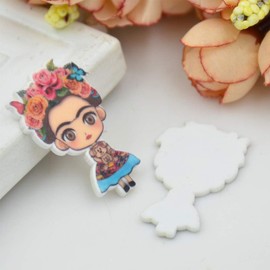 Acxico 10Pcs Kawaii Miniatures Character Cartoon Girl Resin Acrylic Flatback Planar Cabochons Accessories for Lots DIY Decoration Crafts Accessories