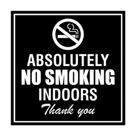 Signs ByLITA Square Absolutely No Indoor Smoking Thank You Sign(Black) - Medium
