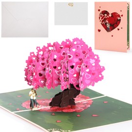Bighan Pop Up Valentine's Day Card, 3D Pop Up Greeting Card for Kids, Men, Women & Family, Red Heart Pattern, Occasion: Valentine's Day
