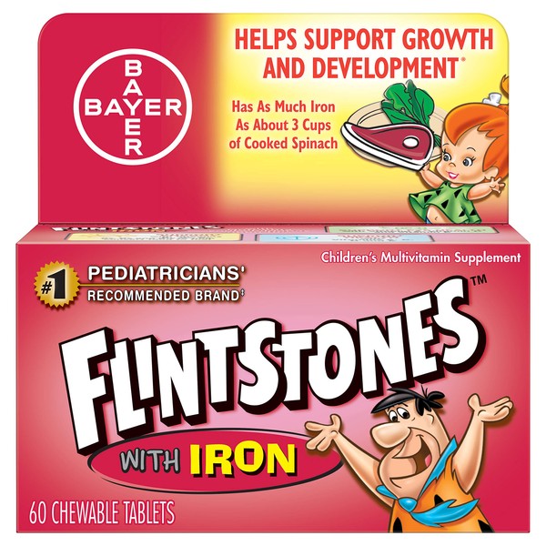 Flintstones Children's Multivitamin Plus Iron Chewable Tablets, 60-Count (Pack of 3)