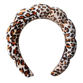 YUXIANLB Spa Headbands for Women, Leopard Bubble Skincare Headband for Washing Face, Puffy Makeup Headbands for Face Washing, Mask, Makeup Removal, Shower, Hair Accessories for Women and Girls
