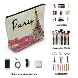 YULUENZE Fantastic Eiffel Tower Paris Romantic France Makeup Bag Small Toiletry Zipper Pouch Birthday Christmas Paris Souvenir Gift Travel Cosmectic Bag for Women BFF