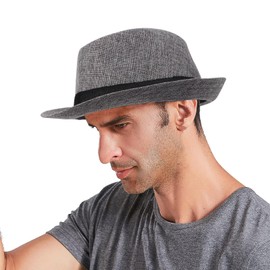 LYING Straw Hat Bowler Hat, Men's, Spring and Summer, UV Protection, Grandpa Hat, Wide Brim, Large Size, Medium Folding Hat, Gentleman Hat, Men's, Elderly, Gift, Sun Hat, Farming, Climbing, Cool,
