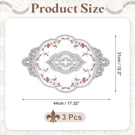 sourcing map 3 Pcs Lace Placemats, 12x17-in Vintage Table Doilies Oval Embroidered Crochet Lace Dolly Cup Mat for Table Vase Home Decor, Gray Blue