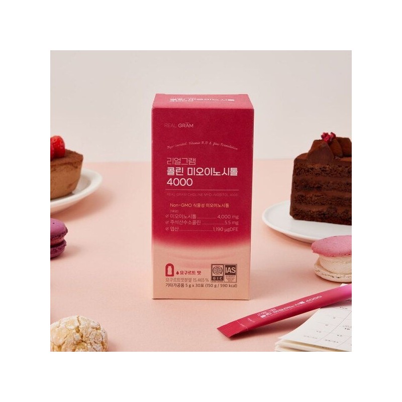 Realgram [리얼그램] 콜린미오이노시톨 4000 5g x 30포(150g) 1박스