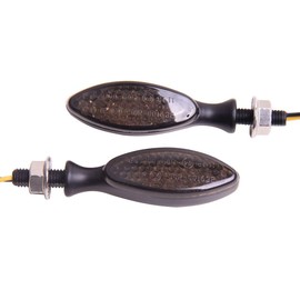 MotorToGo Black LED Motorcycle Turn Signal Blinks mini Torpedo Oval LED Turn Signal Lights Blinkers Compatible for 2015 Yamaha FZ07