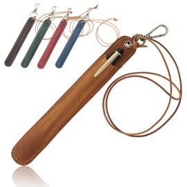 Khers 1 Pen Case Pen Sheath 1 Pen Case Genuine Leather Pen Holder Strap Neck Leather Dark Brown, dark brown, Casual