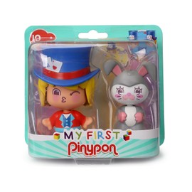 My First Pinypon 700017040 Wizard and Rabbit, 2 Mini Toy Figures with 3 Different Faces and Interchangeable Body Pieces for Learning Colours and Shapes, Babies from 12 Months, Multicoloured,