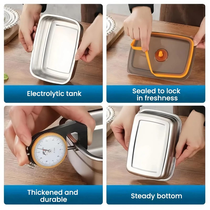 [2-Pack] 1500ml Bento Box Food Storage Container, Food Grade SUS316L