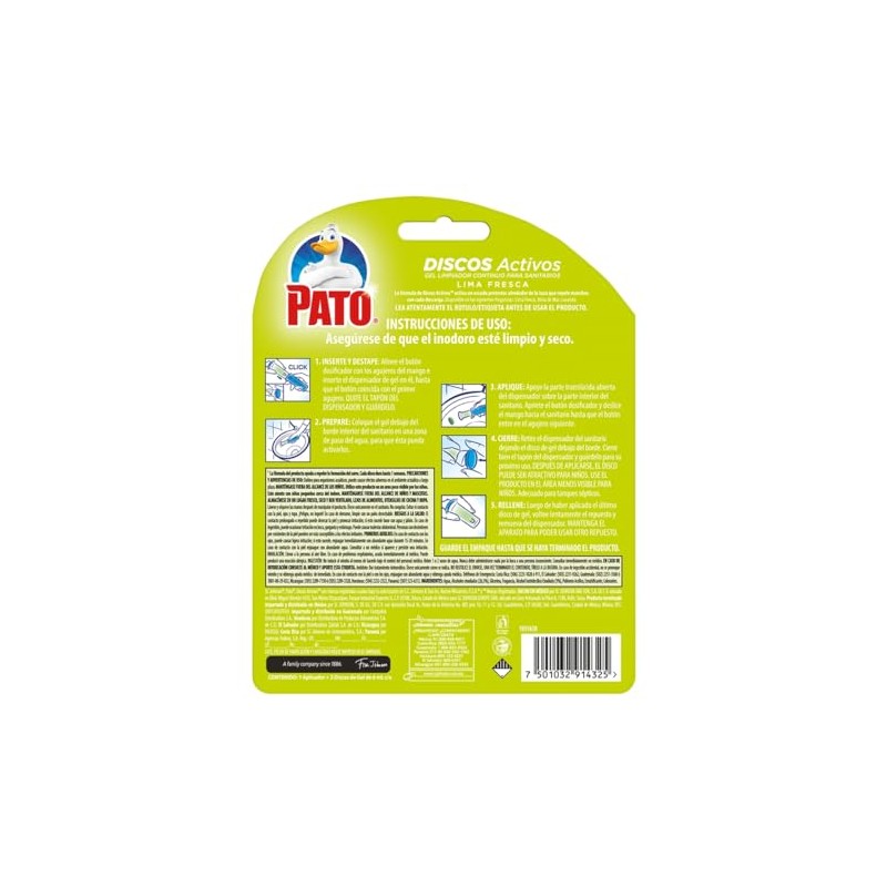 Pato Discos Activos Gel Limpiador Inodoro Lima Fresca Aplicador y