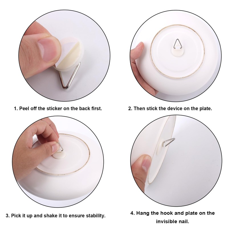 30pcs Adhesive Wall Plate Hangers, Invisible Vertical Plate Holders for