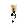 GLOBEDECOR Decorative Wall Sconce, Black Metal Scroll Design, Gold Glass