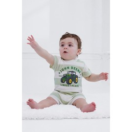 John Deere Newborn Baby Boys Romper Pale Green/Off White Stripes 3-6 Months