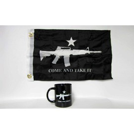 JumpingLight Black Come and Take It Tea Party 12 oz Ceramic Mug with 12x18 Tea Party Flag - Quality Flags