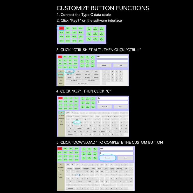 6 Keys Keyboard Red Switch Full Key Custom Plug and