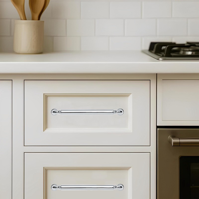 khtumeware 10-Pack Polished Chrome Heavy-Duty Solid Cabinet Pulls, 5 Inch