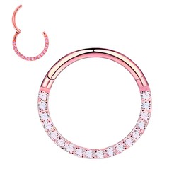 Medinah 16G Titanium Nose Piercing Septum Piercing - Universal Hinge Segment for Septum, Nose, Lip, Ear - Gauge 1.2 mm - Nostril Piercing in Gold, Silver & Rose Gold, Titanium, Cubic Zirconia