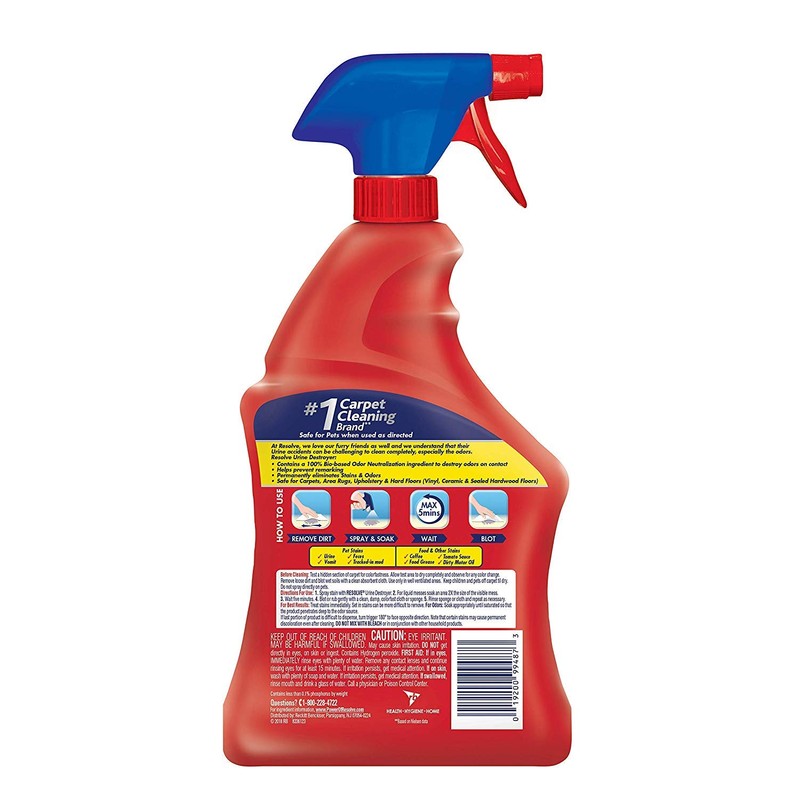 2 Pk. Resolve Urine Destroyer Spray Stain & Odor Remover,