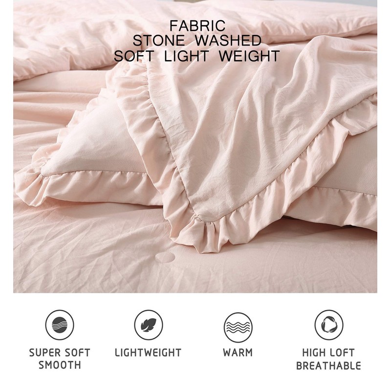 Nora 2-Piece Ruffled Edge Trim Soft Washed Microfiber Comforter Set