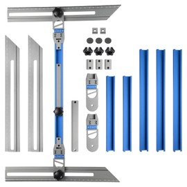 HARFINGTON Stair Tread Template Tool 8"-60" Adjustable Length Stair Measuring Tool Jig Gauge for Stair Treads Suitable for Stairs, Risers and Partition, Blue-Gray