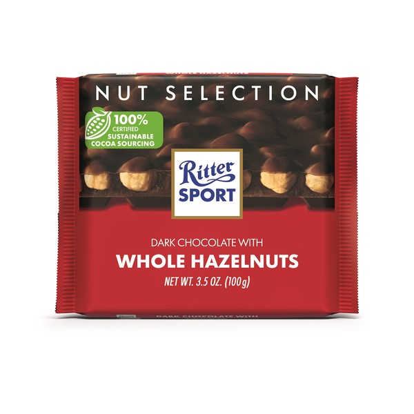 Ritter Sport Chocolate Bars with Nuts (Dark Chocolate with Hazelnuts, 3.5 Ounce (Pack of 10))