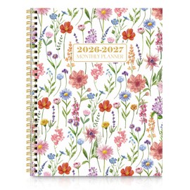 SKYDUE Monthly Planner 2026-2027, 24 Months Calendar Planner 2026-2027, 7.5" x 10" B5 Planner, Twin-wire Spiral Bound, Durable Waterproof Cover, Thick No-Bleed Paper, Floral
