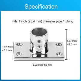 Marine Grade Boat Rectangle Hand Rail Base, Sturdy and Versatile, 316 Stainless Steel 90 Degree Base Rail Fitting for 1 inch Tube(2-Pack)