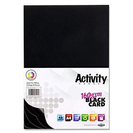 Premier Stationery A4 Black Card (160gsm)- Pack of 40, Double-sided. Perfect for kids art & craft card making activities, DIY Crafts, Scrapbooking and much more.