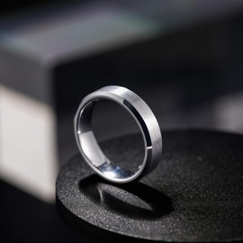 Greenpod 6mm Tungsten Wedding Band for Men Women Beveled Edge Unisex Brushed Engagement Ring Size 8