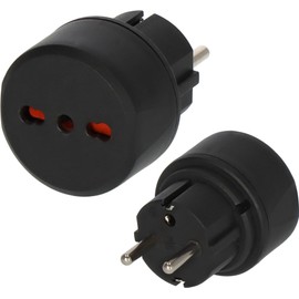 Brennenstuhl Reisestecker/Reiseadapter (Reise-Steckdosenadapter zum Anschluss elektrischer Geräte mit italienischem Stecksystem in Ländern mit Schutzkontakt Stecksystem) schwarz