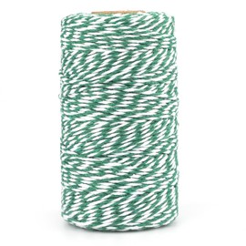 jijAcraft Green and White Twine String, 328 Feet Christmas Bakers Twine String, 2MM Heavy Duty Packing String for DIY Crafts, Christmas Decoration, Gift Wrapping, Craft Wrapping