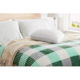 Clara Clark Fleece Blanket, Raschel Mink Faux Fur Blanket, Ultra Plush Blanket, Cozy and Warm Blanket, 82 x 102, Plaid Green